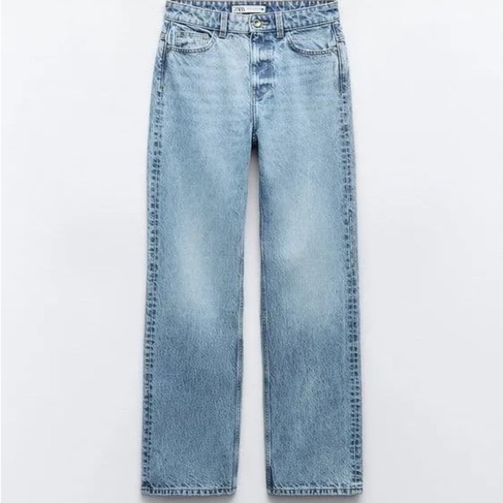 ZARA HIGH-WAISTED FULL LENGTH Z1975 STRAIGHT LEG JEANS